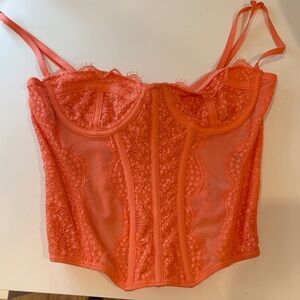 Urban Outfitters Coral Lace Crop Top